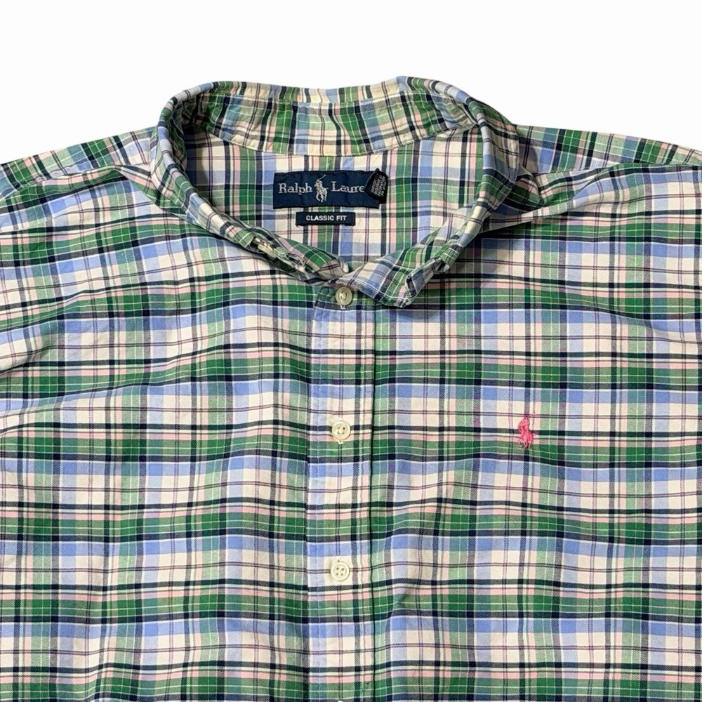 Polo Ralph Lauren Button Up Shirt Men Size XXL Classic Fit Plaid Cotton Vintage - Picture 2 of 5